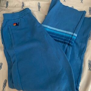 RUGBY STITCH WIDE LEG POCKET SWEATPANTS - COBALT // BLUE XL